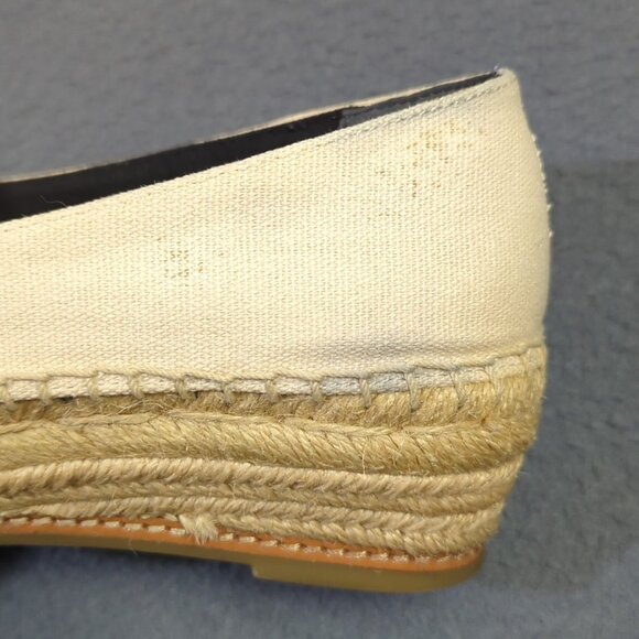 Tory Burch Shoes Women's 7 Cream Color Block Espadrille Recycled Canvas Nappa - Picture 5 of 13